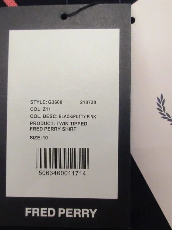 NWT Fred Perry Women's Twin Dipped Polo Black / Putty Pink - Picture 9 of 10